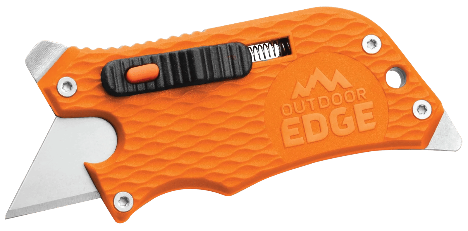 Outdoor Edge SWB10C SlideWinder  3.50" Long, Plain Utility Blade, Orange GNR/SS Handle, Screwdriver, Bottle Opener