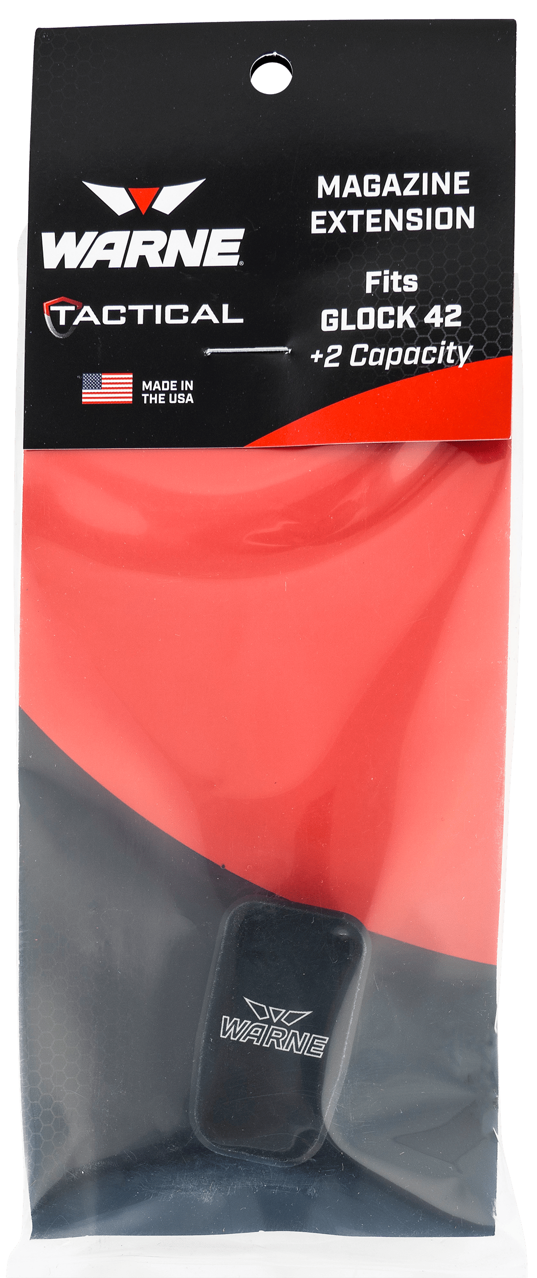 Warne MEG422BLK Magazine Extension  made of 6061-T6 Aluminum with Hardcoat Anodized Black Finish for Glock 42 Magazines (Adds 2rds)