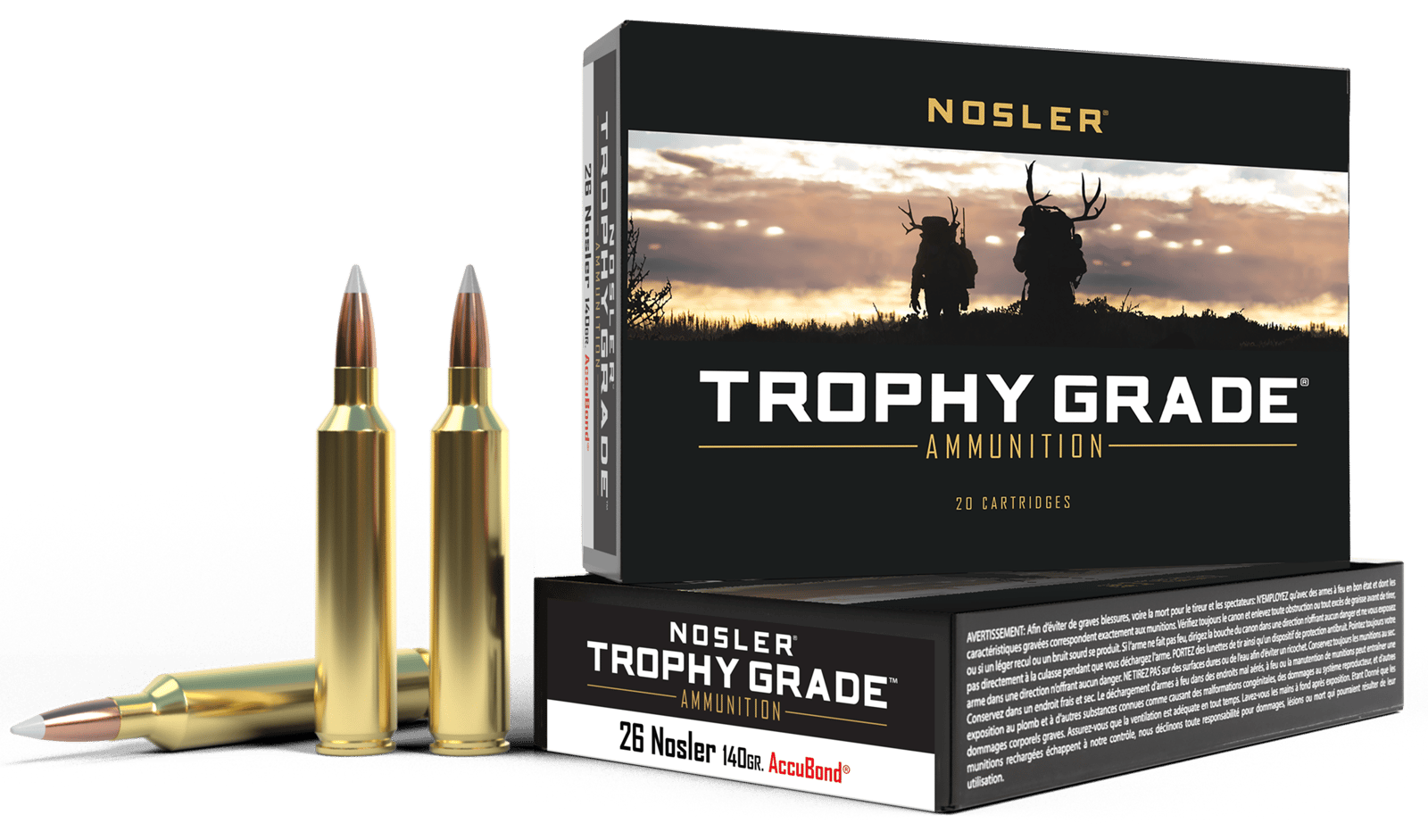 Nosler 60014 Trophy Grade  26Nosler 140gr Nosler AccuBond 20 Per Box/10 Case