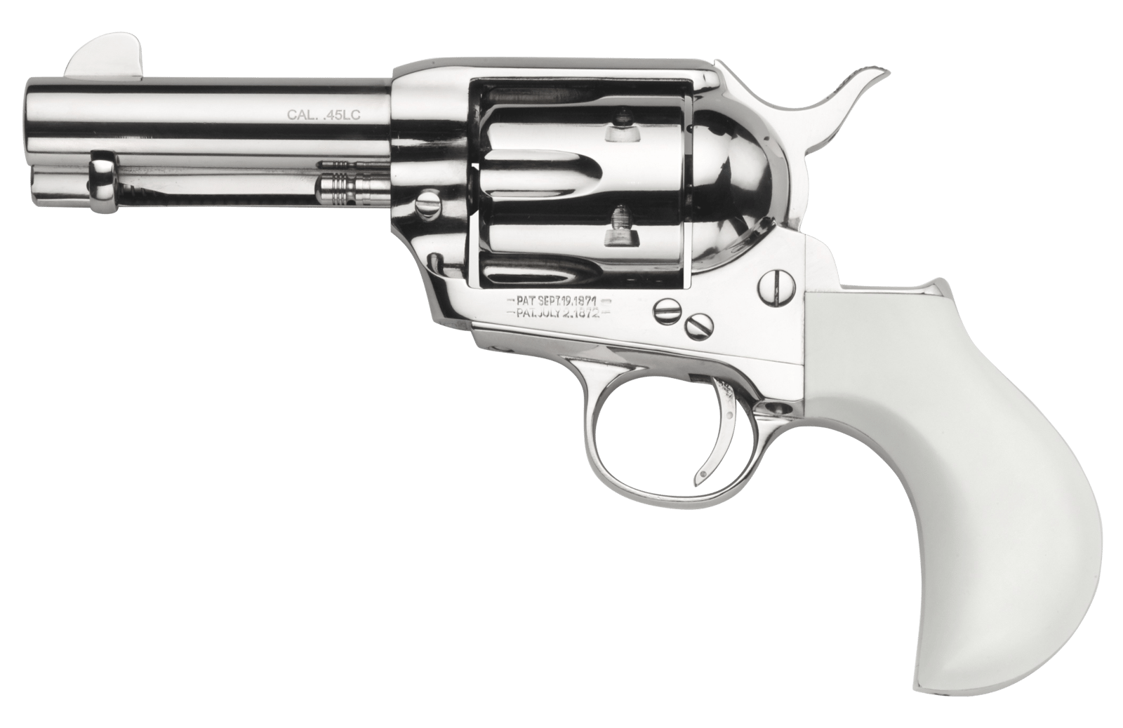 Taylors & Company 200072 1873 Cattleman 45 Colt (LC) Caliber with 3.50" Barrel, 6rd Capacity Cylinder, Overall Nickel-Plated Finish Steel  & Ivory Birdshead Synthetic Grip