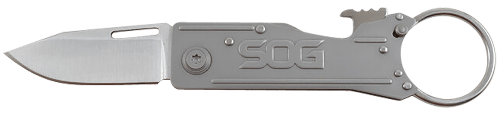 S.O.G SOG-KT1001-C KeyTron  1.80" Folding Plain Clip Point Grey 5Cr13MoV SS Blade/ Grey Stainless Steel Handle