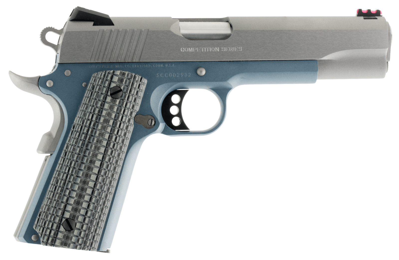 Colt Mfg O1070CCSBT 1911 Competition 45 ACP Caliber with 5" National Match Barrel, 8+1 Capacity, Blue Titanium Finish Frame, Serrated Stainless Steel Slide, Gray G10 Grip & 70 Series Firing System
