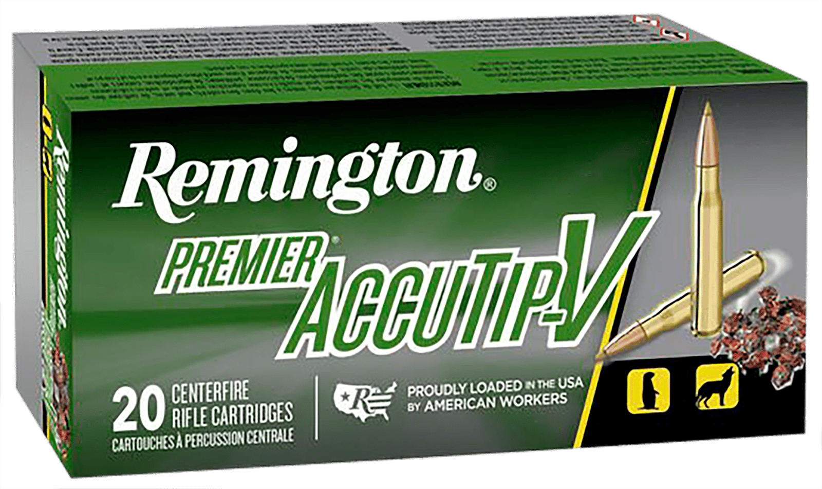 Remington Ammunition 29174 Premier Accutip-V 222Rem 50gr AccuTip V Boat Tail 20 Per Box/10 Case