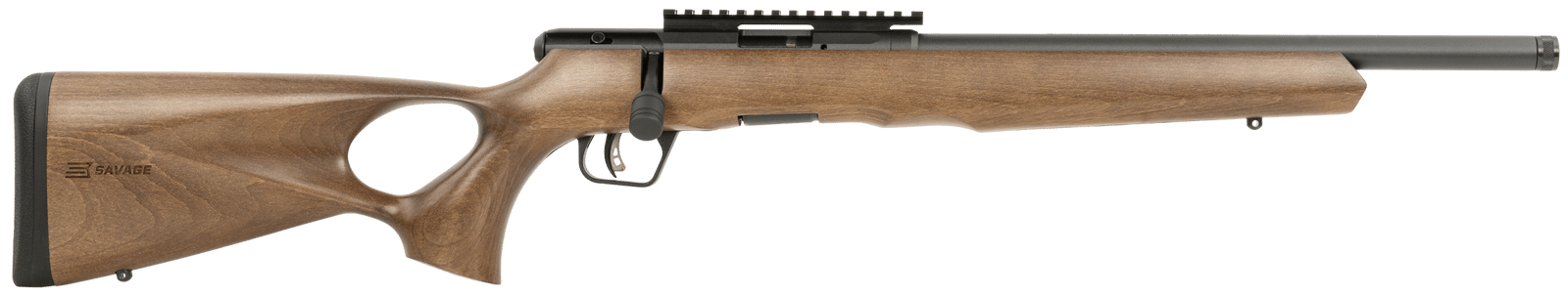 Savage Arms 70517 B Series Timber 22 WMR 10+1 16.50" Matte Black Threaded Barrel, Matte Black Picatinny Rail Carbon Steel Receiver, Woodgrain Fixed Thumbhole Stock