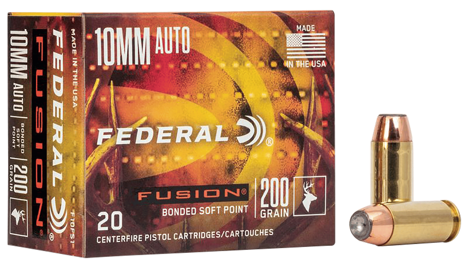 Federal F10FS1 Fusion Handgun 10mmAuto 200gr Fusion Soft Point 20 Per Box/10 Case