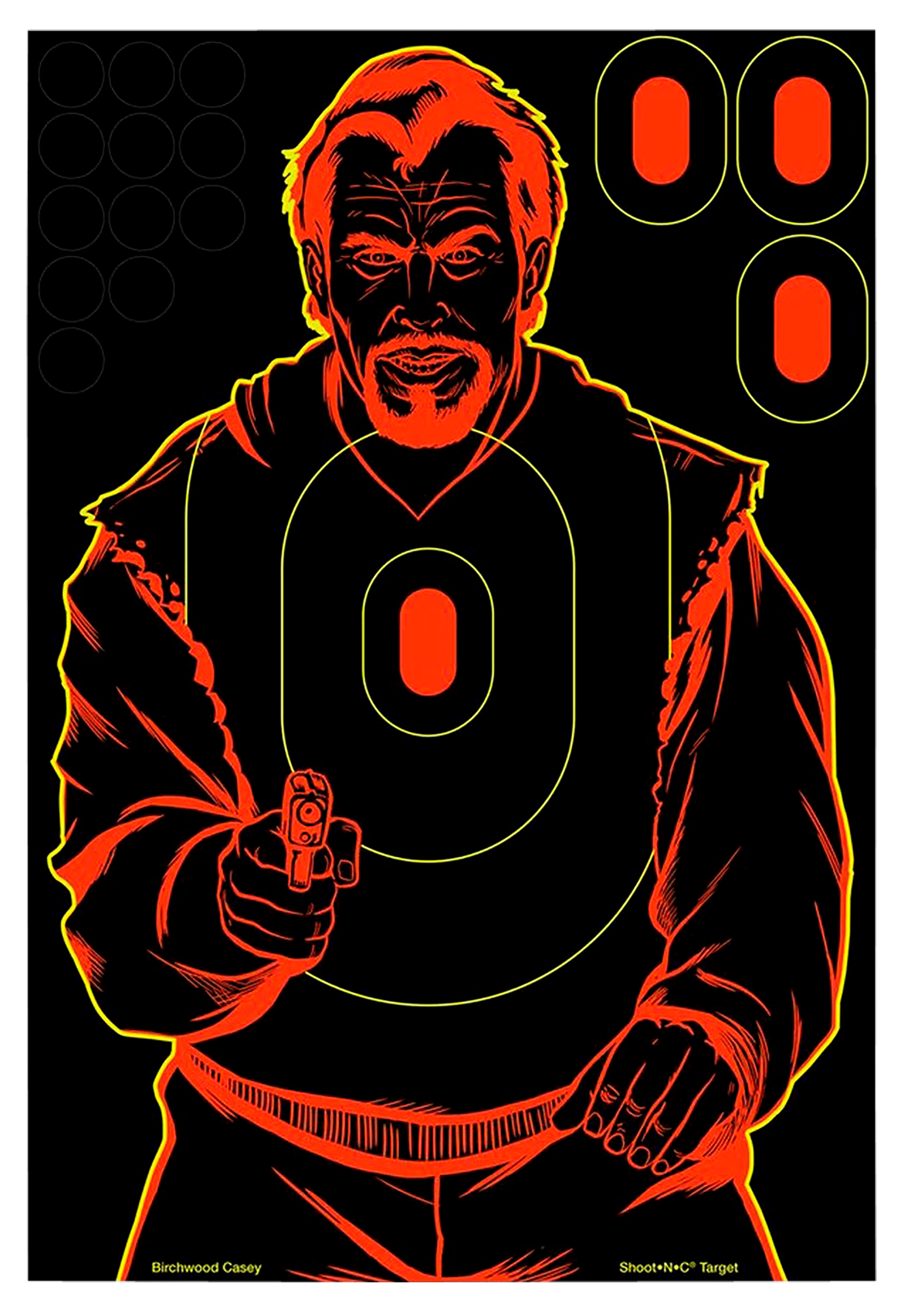 Birchwood Casey 34643 Shoot-N-C Reactive Target Self-Adhesive Paper Black/Red 12"x18" Bad Guy Silhouette 100 Pack