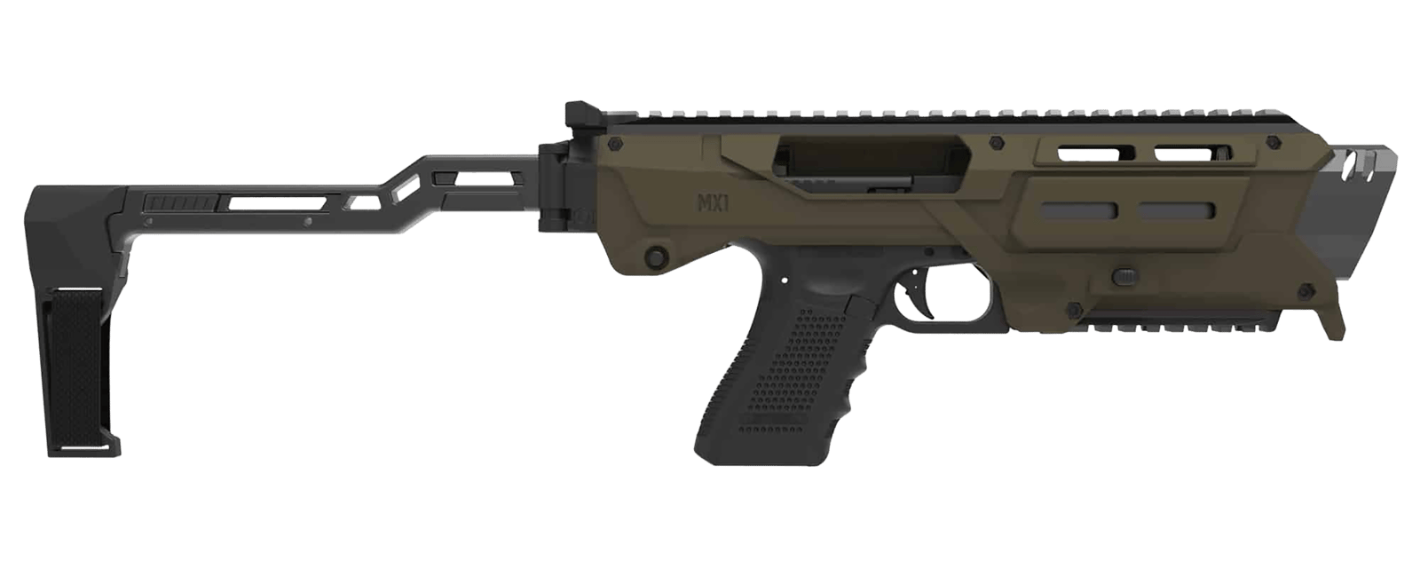 Meta Tactical Llc MX1-PS-GR MX-1 Conversion Kit Compatible w/Glock, OD Green Aluminum Frame w/M-LOK & Picatinny Rail, Black Polymer Folding Stabilizer