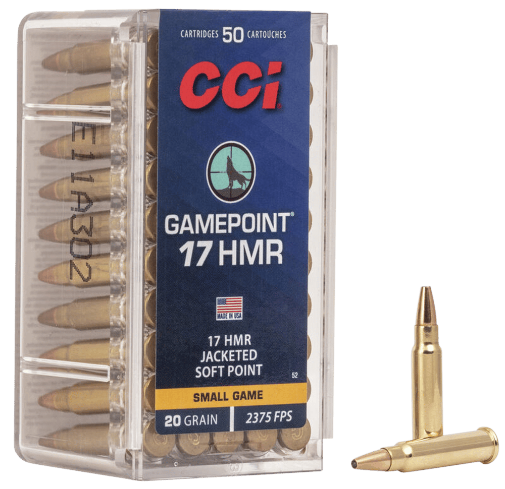 CCI 0052 Gamepoint Rimfire 17HMR 20gr Jacketed Soft Point 50 Per Box/40 Case