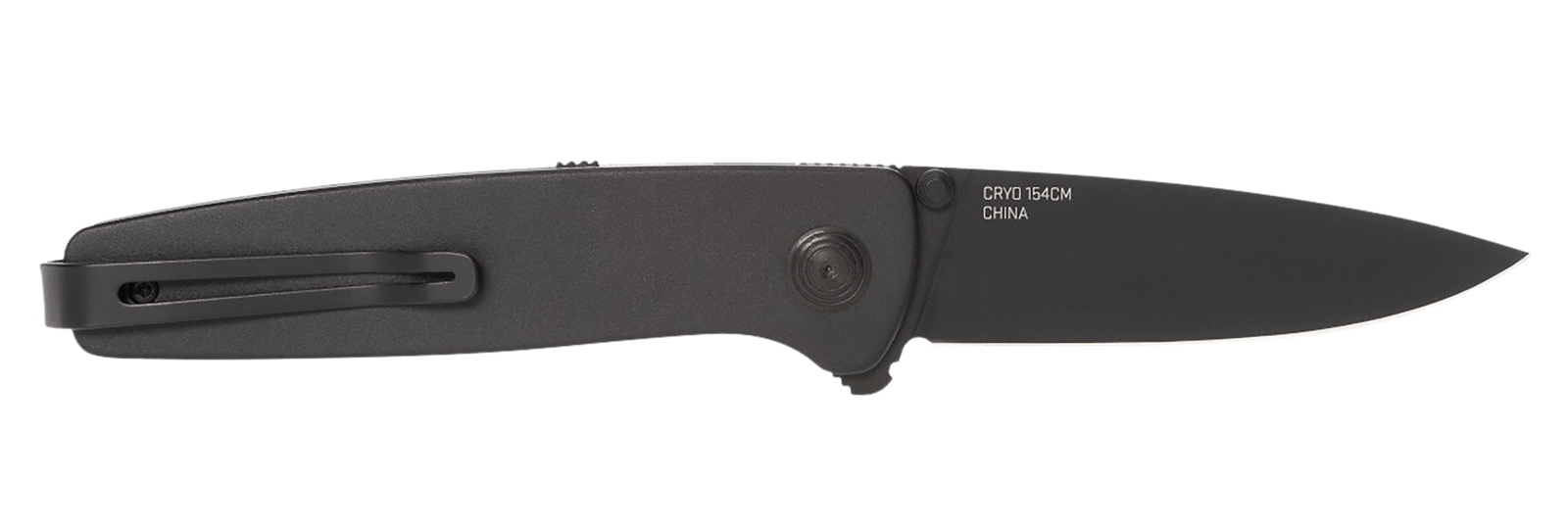 S.O.G SOG11150143 Twitch III 3.10" Folding Drop Point Plain Black TiNi 154CM SS Blade, Black Aluminum Handle