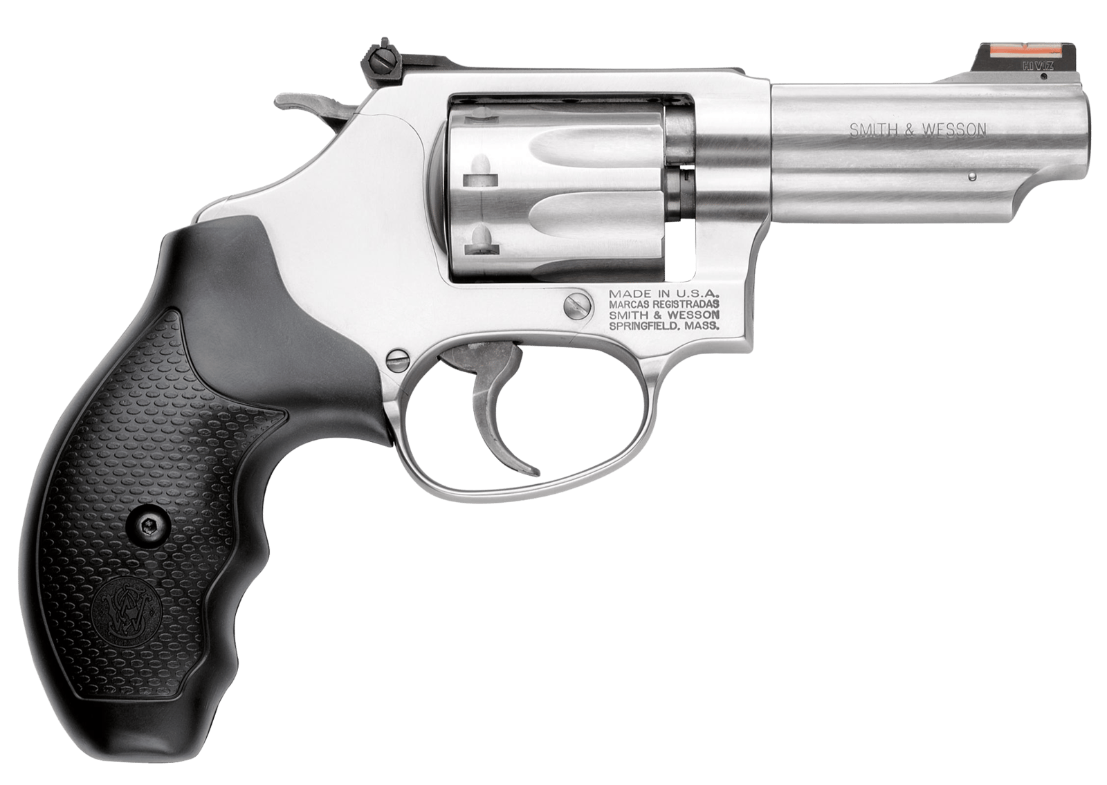 Smith & Wesson 162634 Model 63  22 LR 8 Shot 3" Stainless Steel Barrel, Satin Stainless Steel J-Frame, Hi-Viz Fiber Optic Red Front/Adjustable Rear Sight
