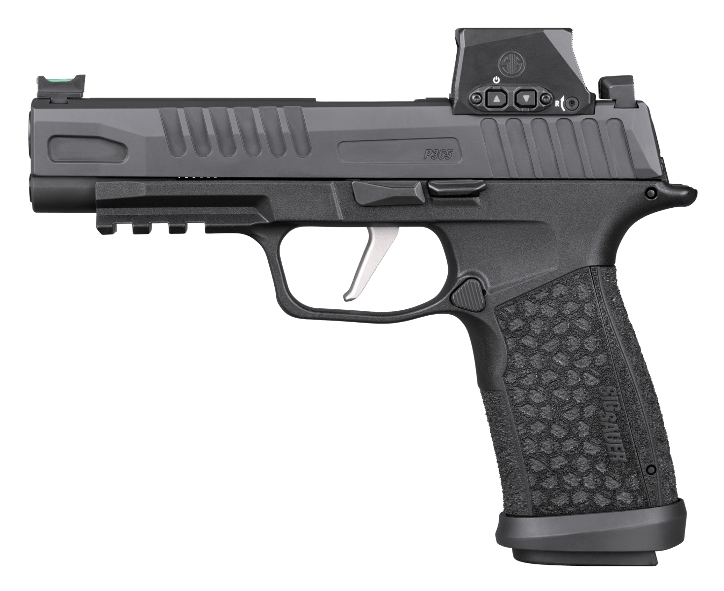 Sig Sauer 365XF9BFORXSL P365 Fuse w/Optic Compact 9mm Luger 21+1 4.30" Black DLC Barrel, Black Nitron Stainless Steel Serrated w/Optic Slide, Black DLC Stainless Steel Frame w/Beavertail & Picatinny R