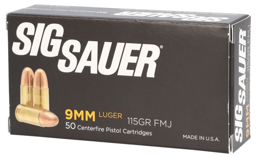 Sig Sauer E9MMB150 Elite Ball  9mmLuger 115gr Full Metal Jacket 50 Per Box/20 Case