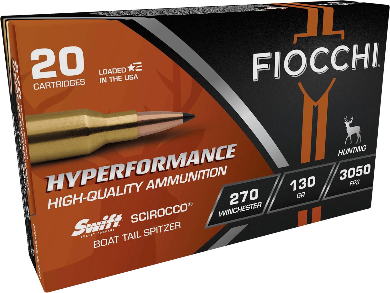 Fiocchi 270SCA Hyperformance  270Win 130gr Swift Scirocco II Bonded 20 Per Box/10 Case