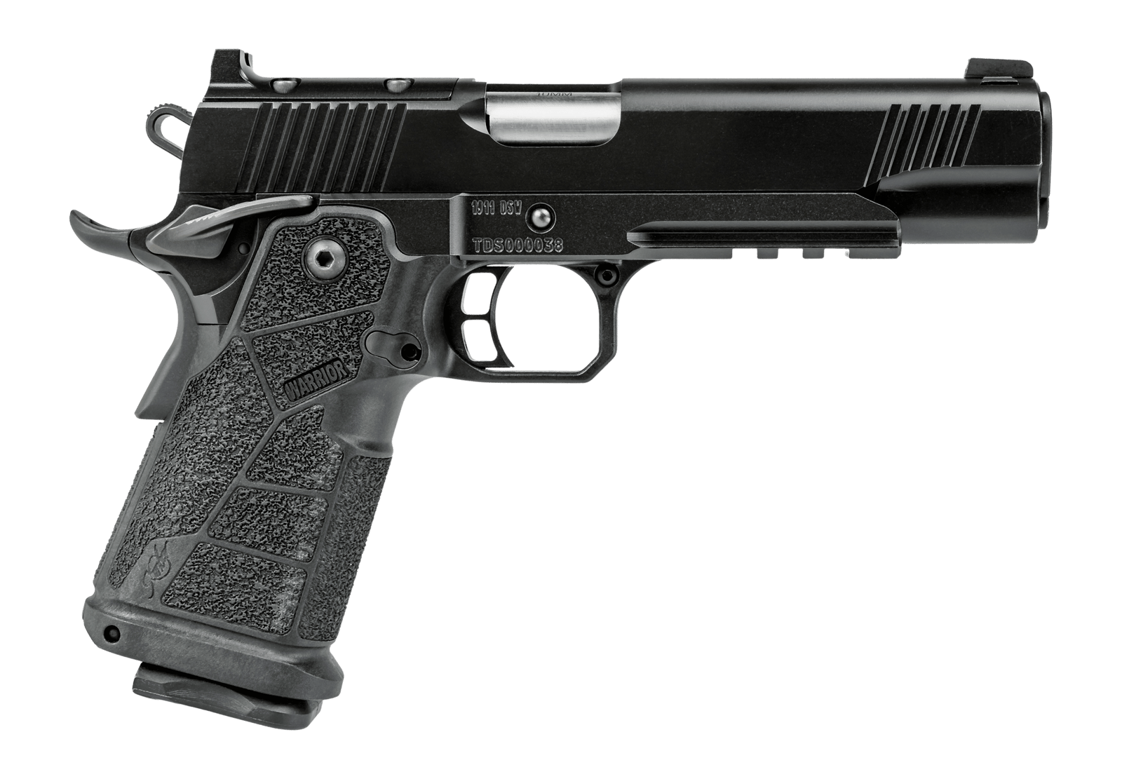 Kimber Mfg, Inc 3600302 DS Warrior 9mm Luger 20+1 5" Matte Stainless Barrel, KimPro Black Optic Cut/Serrated Slide, Black Stainless Steel Frame w/Beavertail & Picatinny Rail, Black Carbon Fiber Grip,