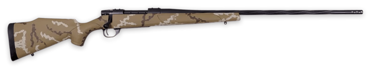 Weatherby VHH256RR6B Vanguard Outfitter 25-06 Rem 5+1 24" Threaded/Spiral Fluted, Graphite Black Barrel/Rec, Tan with Brown & White Sponge Synthetic Stock, Accubrake Muzzle Brake, Adj. Trigger