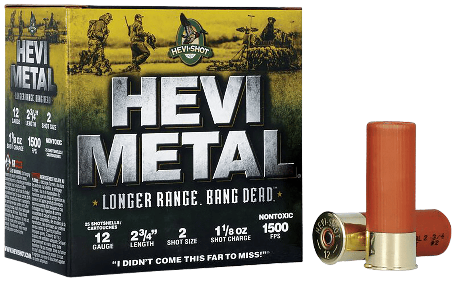 HEVI-Metal HS38702 HEVI-Metal Longer Range 12Gauge 2.75" 1 1/8oz 2Shot 25 Per Box/10 Case
