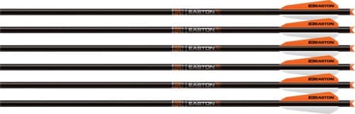 EASTON XBOW BOLT 9MM CARBON 20" W/3" VANES HALF MOON 6-PK