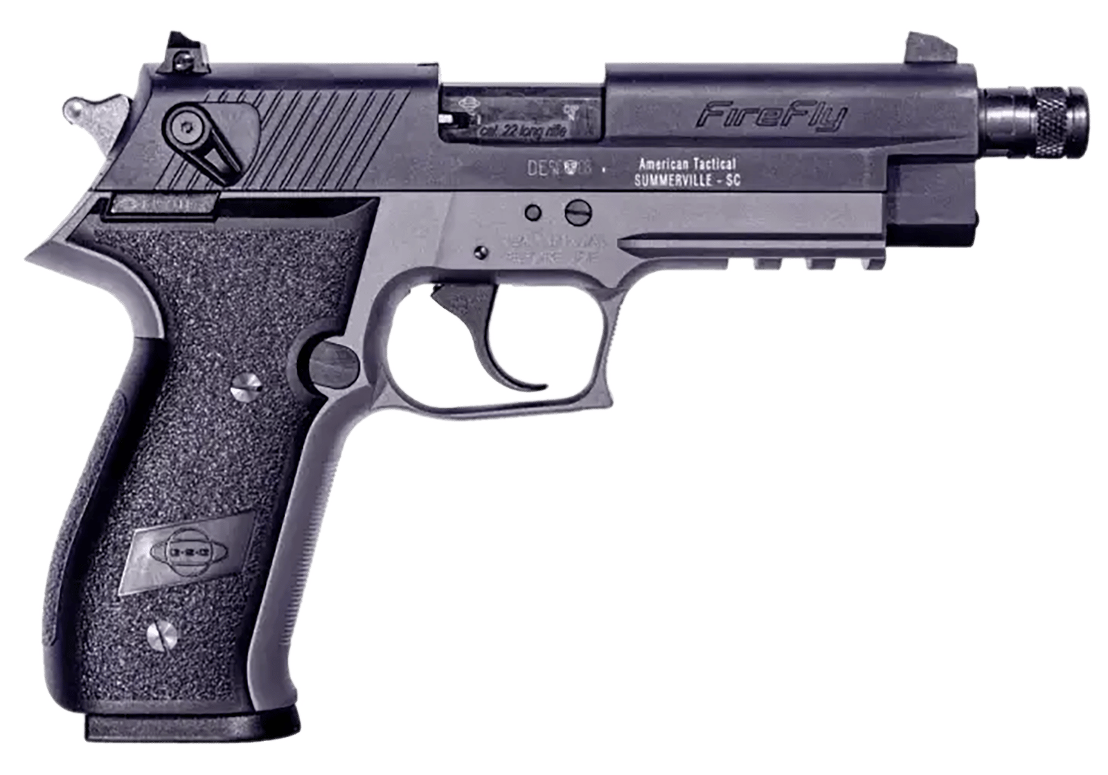GSG GERG2213TFFSA FireFly  22 LR 13+1 4.90" Black Threaded Barrel, Aluminum Serrated Slide, Smoke Gray Aluminum Frame w/Picatinny Rail, Textured Grip