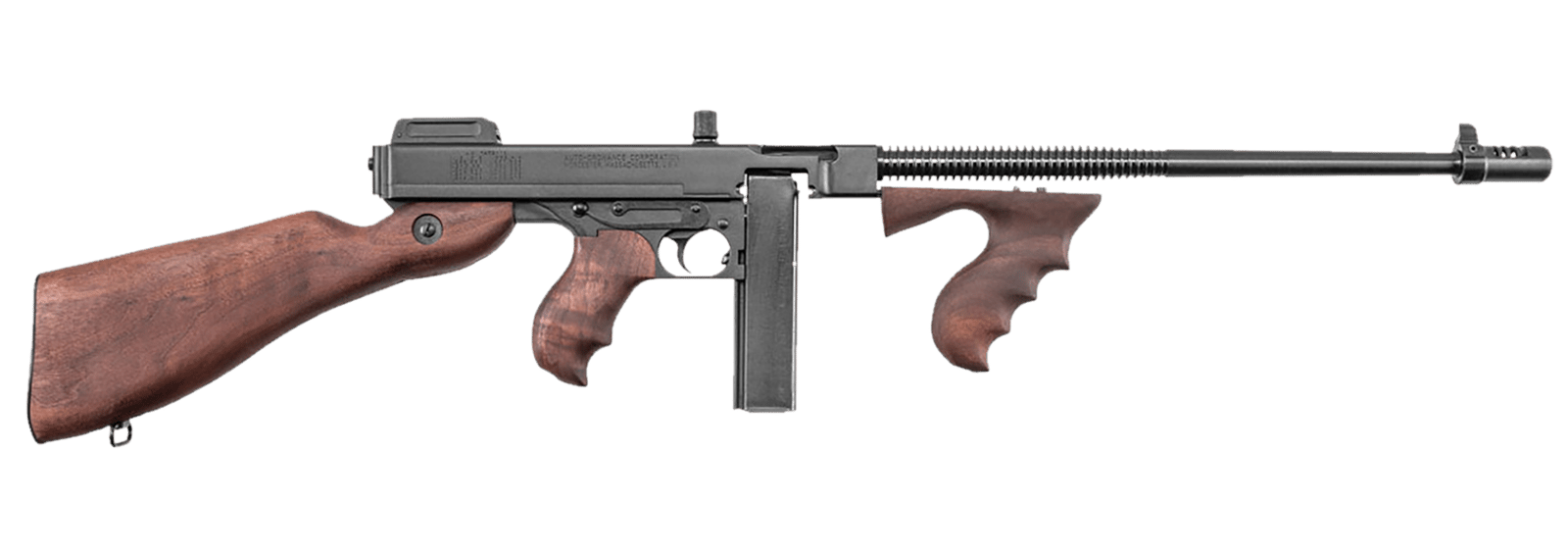 Thompson T1 1927A-1 Deluxe 45 ACP Caliber with 16.50" Barrel, 20+1 Capacity (Stick), Blued Metal Finish, American Walnut Stock Wood Grip Right Hand