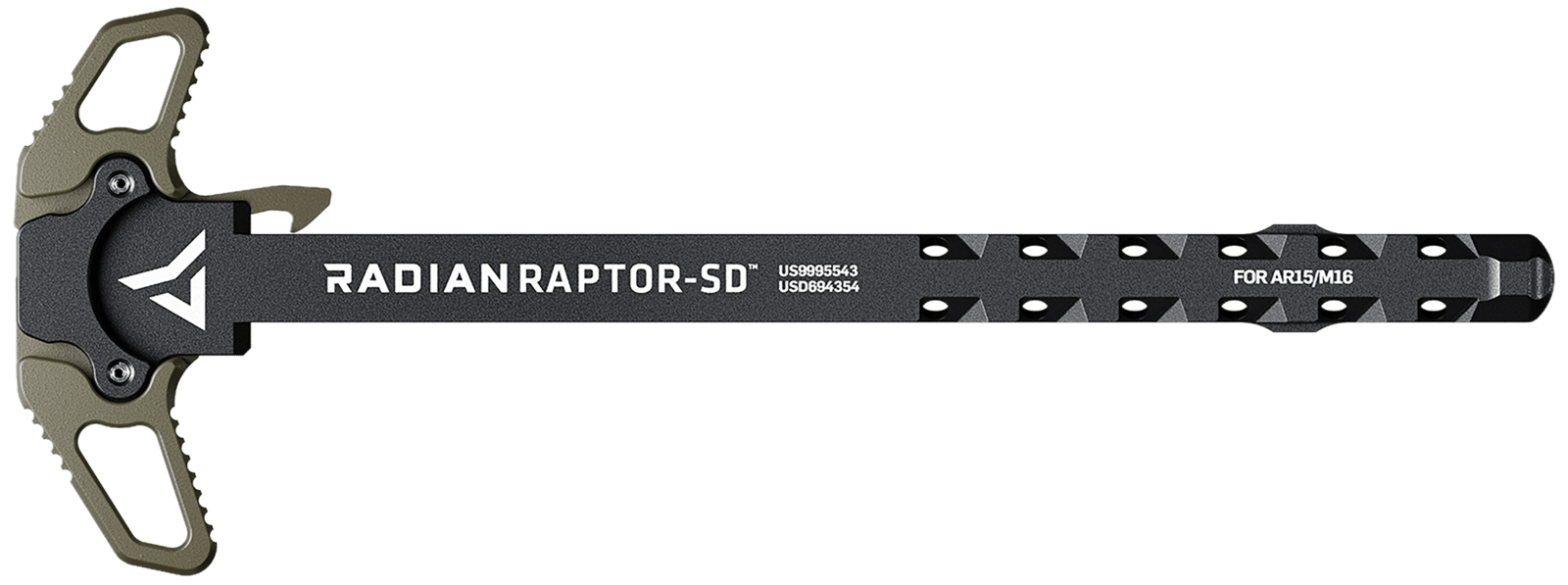 Radian Weapons R0376 Raptor SD Ambi Charging Handle, Radian OD, Gas Ported Shaft, Fits Mil-Spec AR-15/M16 Platform