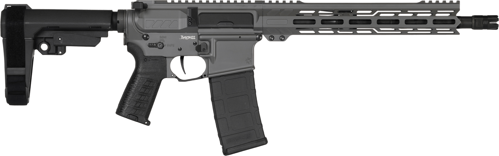 CMMG 30AB20FTNG Banshee MK4 300 Blackout 30+1 12.50" Black Nitride Medium Taper Threaded Barrel, EML 7" M-LOK Handguards, Tungsten Cerakote Aluminum Picatinny Rail Receiver, CMMG Zeroed Grips