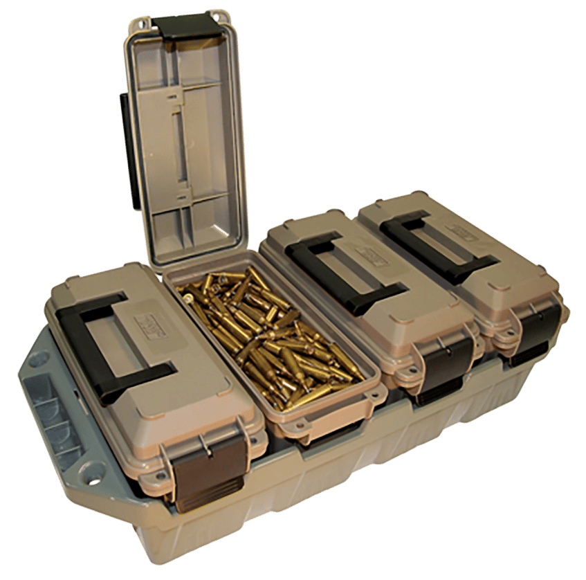 MTM Case-Gard AC4C 4-Can Ammo Crate  30Cal Dark Earth/Army Green Polypropylene