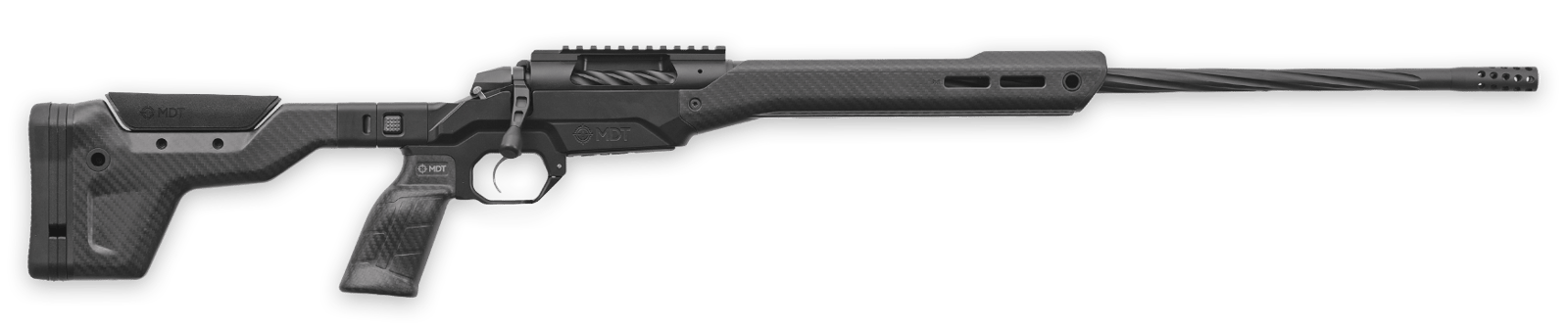 Weatherby 3WAMH300PR8B 307 Alpine MDT 300 PRC 5+1 26" Graphite Black Cerakote Fluted Threaded Barrel & Picatinny Rail Steel Receiver, Arca Rail Forend, Black Carbon Fiber HNT26 MDT Chassis, Black Grip