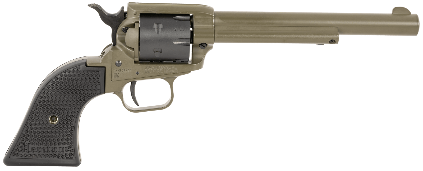 Heritage Mfg RR22T6 Rough Rider  22 LR 6 Shot 5.50" OD Green Cerakote Barrel, OD Green Cerakote w/Black Accents Frame, Black Cerakote Cylinder, Black Star Polymer Grips