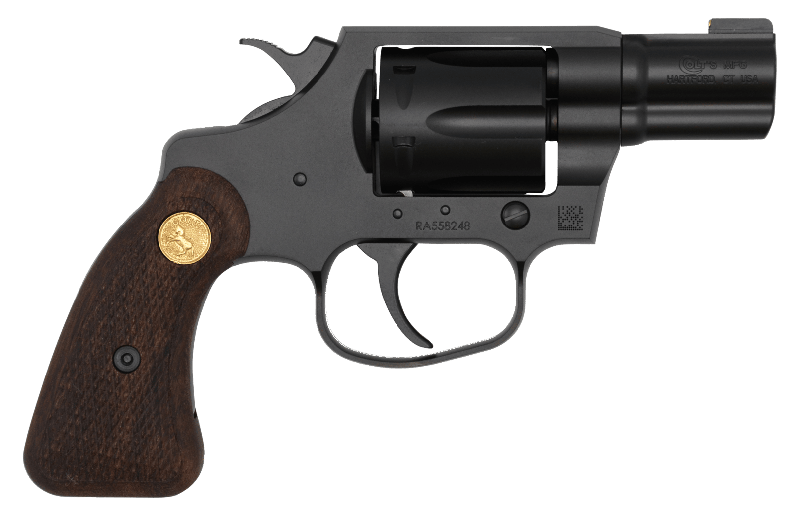 Colt Mfg COBRAMB2WBB Night Cobra  38 Special +P 6 Shot 2" Matte Black Ion Bond Steel Barrel, Cylinder & Frame, Wood Grip