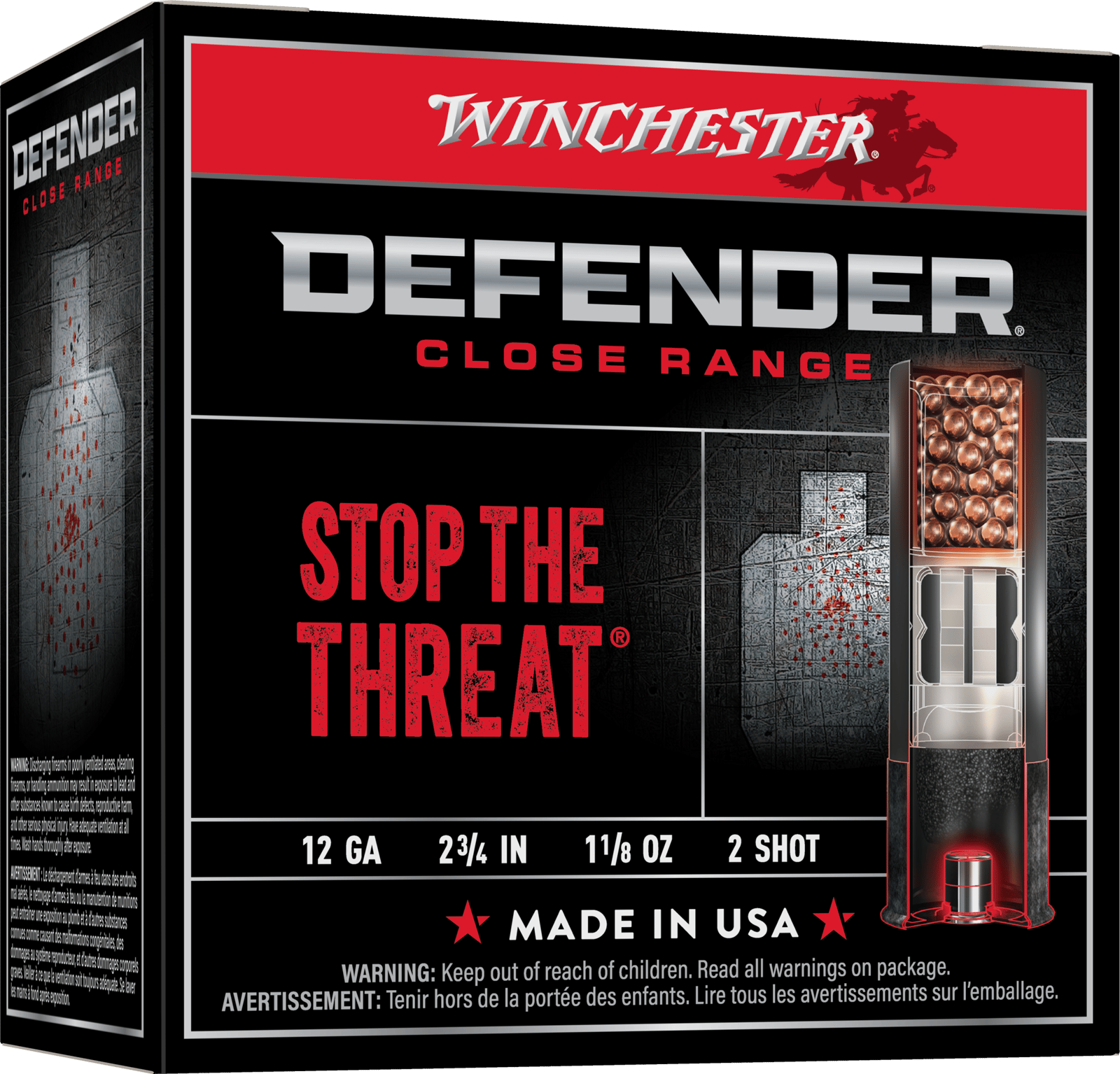 Winchester Ammo S122PD25 Defender  12Gauge 2.75" 1 1/8oz 2Shot 25 Bx/10 Case