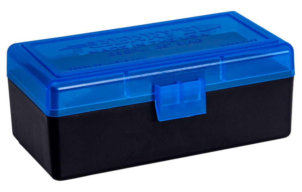 Berry's 36713 Ammo Box  38Special/357Mag Blue/Black Polypropylene 50rd