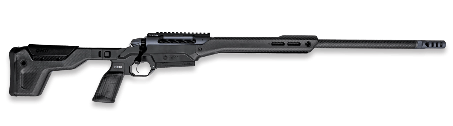 Weatherby 3WAMC25RWR4B 307 Alpine MDT Carbon 25 WBY RPM 3+1 22" +2" Carbon Fiber Threaded Barrel, Carbon Gray Cerakote Steel Receiver w/Picatinny Rail, Arca Rail Forend, Black HNT26 MDT Chassis Carbon