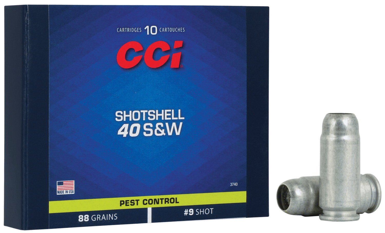 CCI 3740 Pest Control Shotshell 40S&W 88gr #9Shot 10 Per Box/20 Case