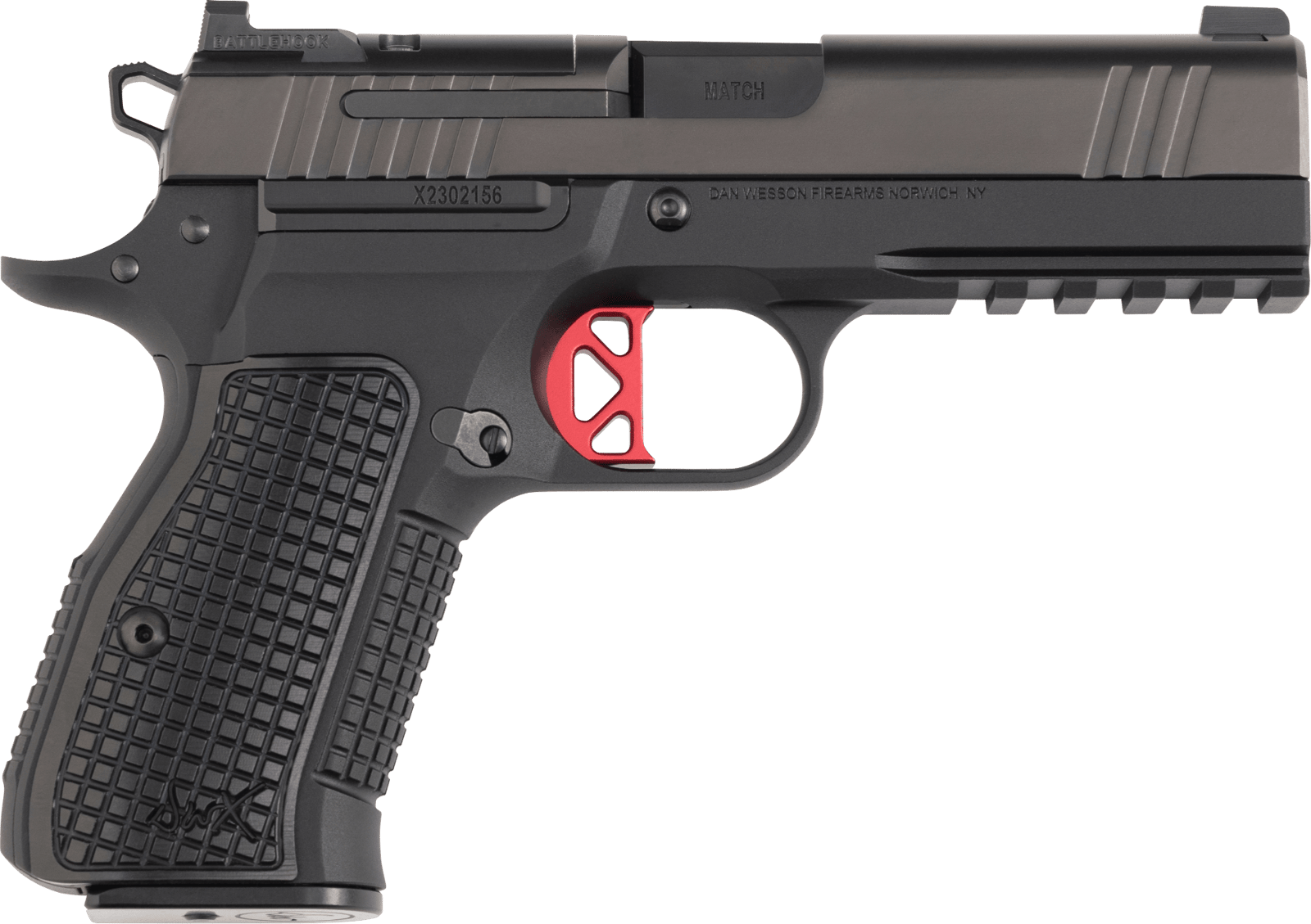 Dan Wesson 92113 DWX  Compact Frame 9mm Luger 10+1 4.95" Black Match Grade Barrel, Black DLC Optics Ready/Serrated Steel Slide, Black Aluminum Frame w/Beavertail Black Textured Aluminum Grip