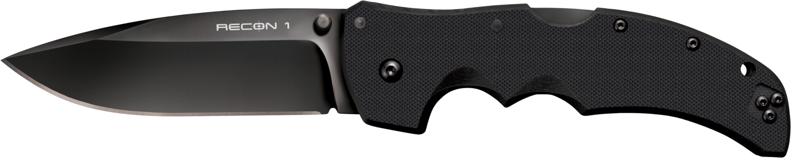 Cold Steel CS27BS Recon 1 4" Folding Spear Point Plain DLC Coated American S35VN Blade/Black G10 Handle Includes Pocket Clip