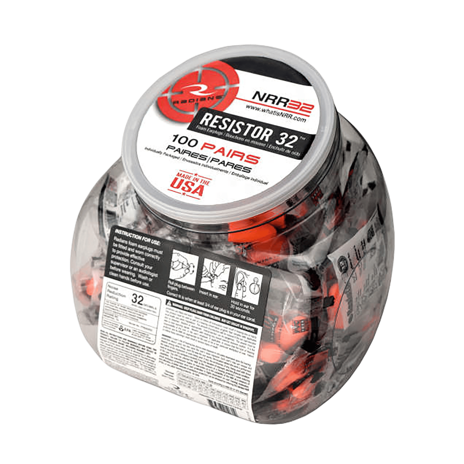 Radians FP8000RD/100 Foam Ear Plugs  32 dB In The Ear Orange
