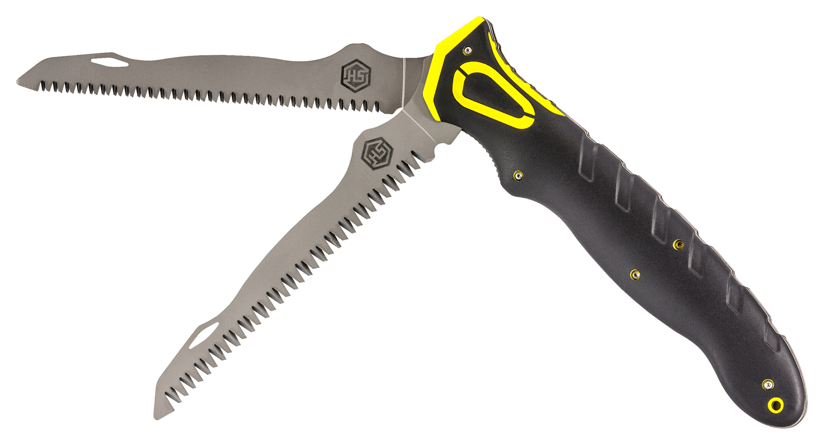 Hunters Specialties 100053 Command Grip Dual Saws Folding 5CR15/3CR14 SS 12" Long Saw Blade Black Rubber Handle