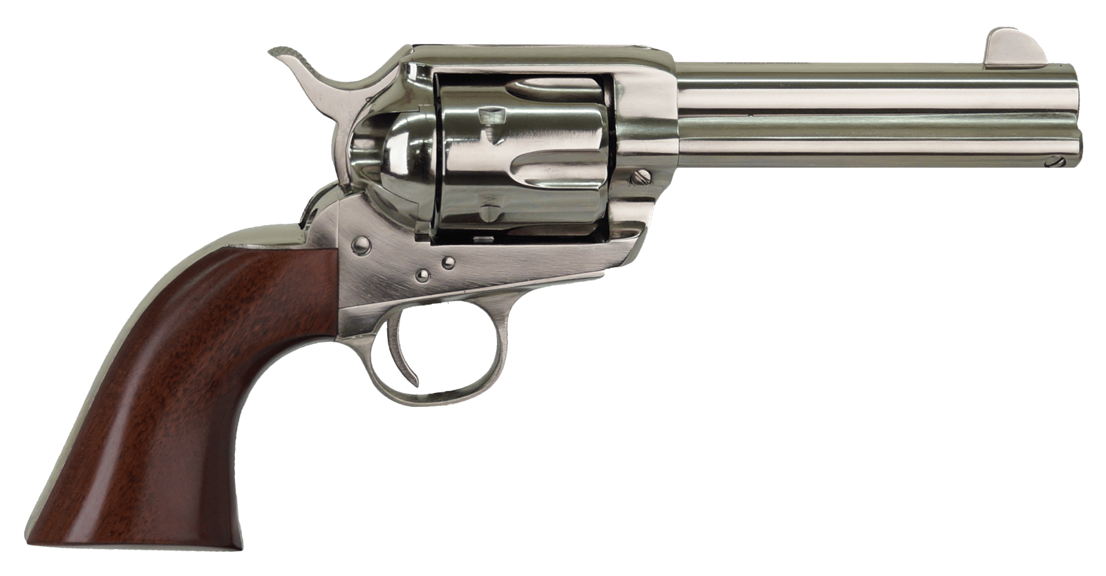 Cimarron PPP357N Pistolero  38 Special/357 Mag 6 Shot, 4.75" Nickel-Plated Steel Barrel, Cylinder & Frame, Wide Front Sight, Smooth Walnut Grip