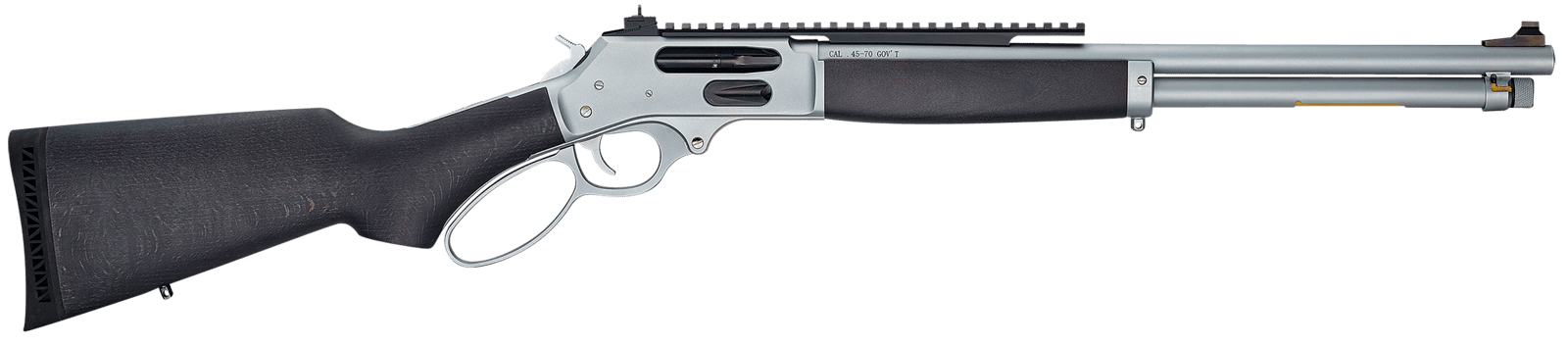 Henry H010GAWP Side Gate All Weather Full Size 45-70 Gov 4+1 18.43" Hard Chrome Plated Steel Barrel, Satin Hard Chrome Steel Receiver, Stained Hardwood Stock Right Hand