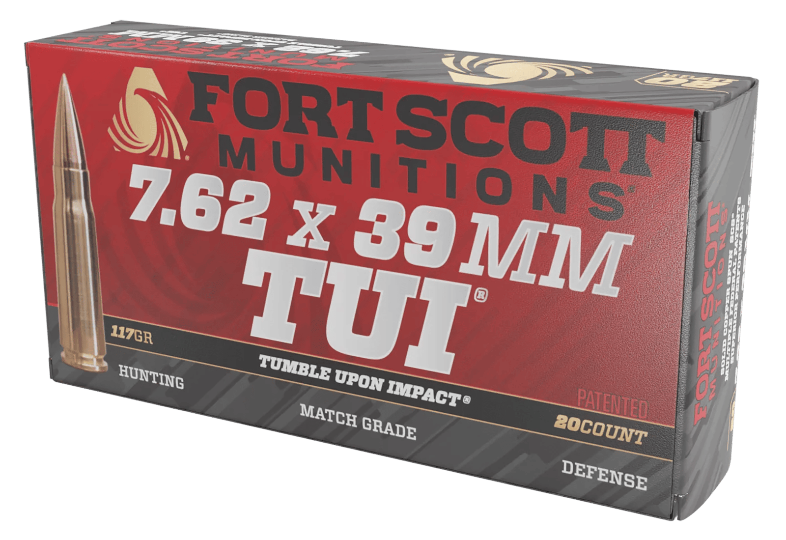 Fort Scott Munitions 762X39117SCV Tumble Upon Impact (TUI) Rifle 7.62x39mm 117gr Solid Copper Spun 20 Per Box/10 Case