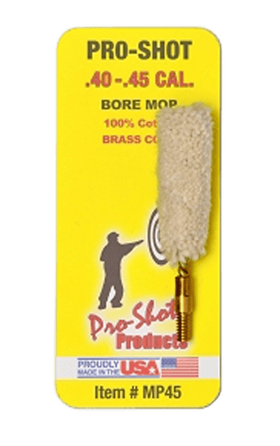 Pro-Shot MP45 Bore Mop  .40 - .45 Cal Pistol #8-32" Thread 100% Cotton