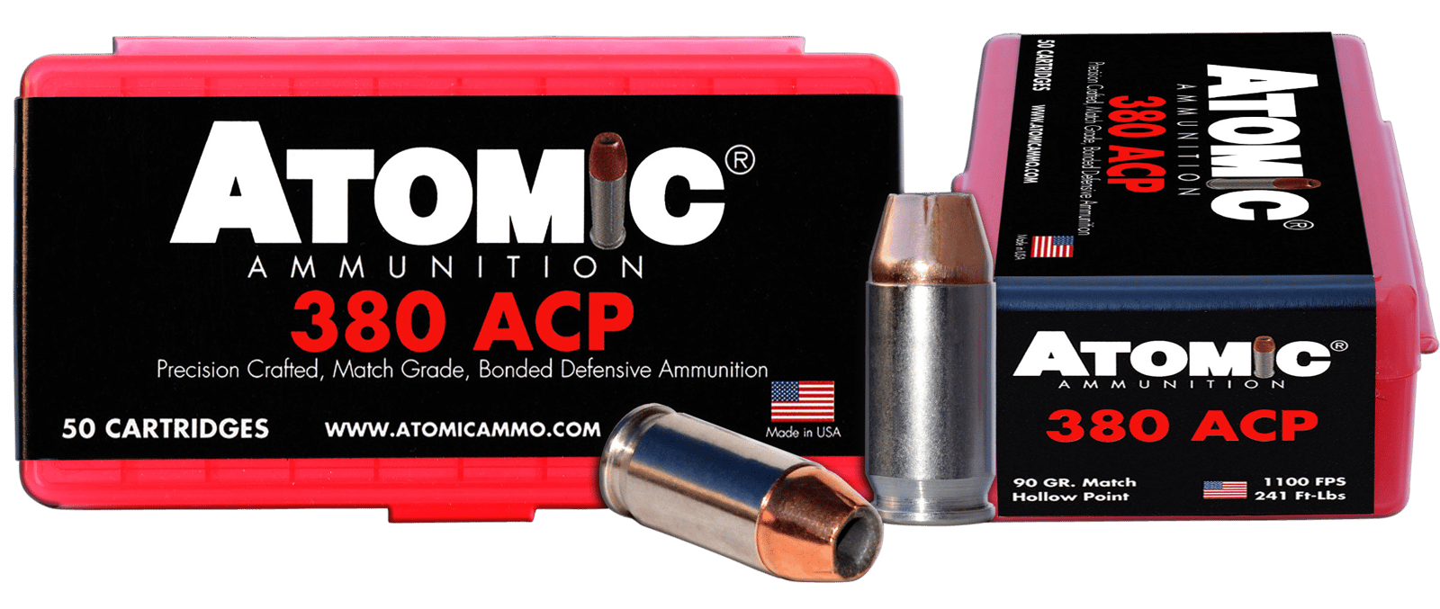 Atomic Ammunition 00414 Pistol Precision Craft 380ACP 90gr Hollow Point 50 Per Box/10 Case