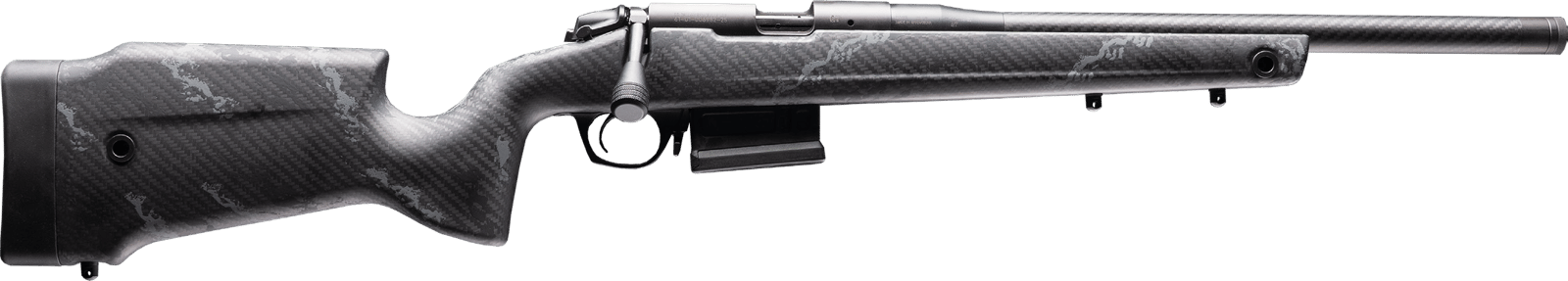 Bergara Rifles B14R008 B-14R Crest CF Full Size 22 LR 10+1 18" Carbon Fiber Threaded Barrel, Graphite Black Cerakote Steel Drilled & Tapped Receiver,  MNR Molded w/Mini Chassis Black w/Gray Flecks Car