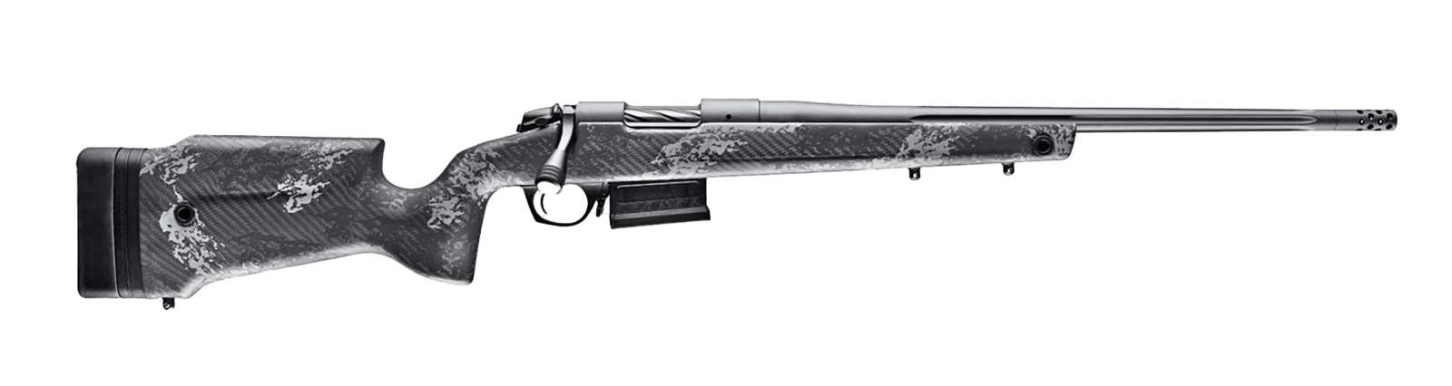 Bergara Rifles B14S756 B-14 Crest 450 Bushmaster 5+1 20" Sniper Gray Cerakote Fluted Threaded Barrel, Sniper Gray Cerakote Steel Drilled & Tapped Receiver, Fixed Carbon Fiber w/Black & Gray Sponge Acc