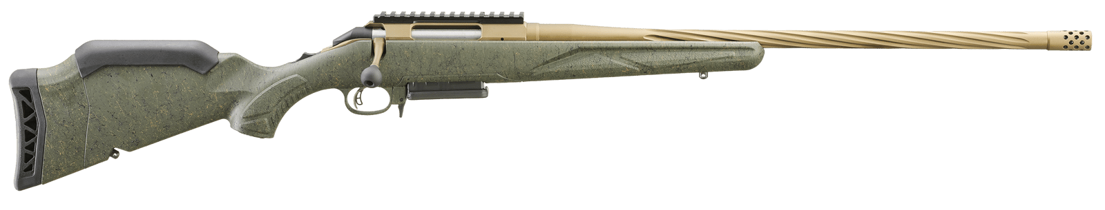 Ruger 46944 American II Predator Full Size 270 Win 4+1 22" Burnt Bronze Cerakote Spiral Fluted Threaded Barrel & Alloy Steel Receiver w/Picatinny Rail, Green Splatter Adj LOP Synthetic Stock