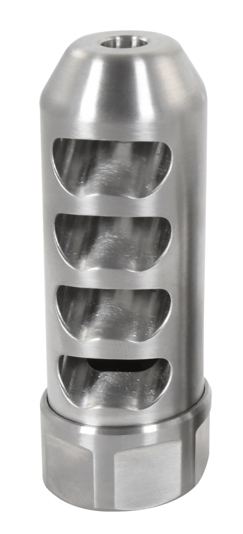 American Precision Arms G2F5838S Gen 2 Fat Bastard Self Timing Brake Stainless Steel with 5/8"-24 tpi Threads, 3.30" OAL & 1.115" Diameter for 338 Cal Rifle