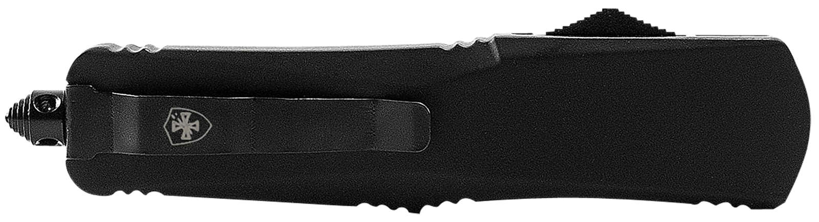 Templar Knife MBR131 Gen II  Slim 3.50" OTF Dagger Plain Black Oxide Stonewashed 440C SS Blade, 5.05" Black Aluminum//Rubber Handle, Glass Breaker