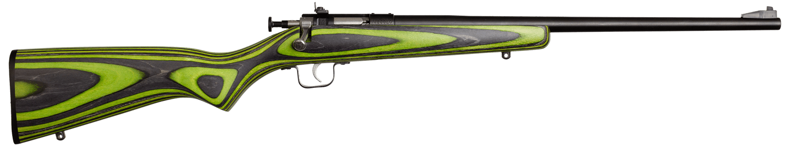 Crickett KSA2231 Youth  22 LR 1rd 16.12" Blued Barrel & Receiver, Fixed Front/Adjustable Rear Peep Sights, Green/Black Laminate Stock w/11.5" LOP, Rebounding Firing Pin Safety