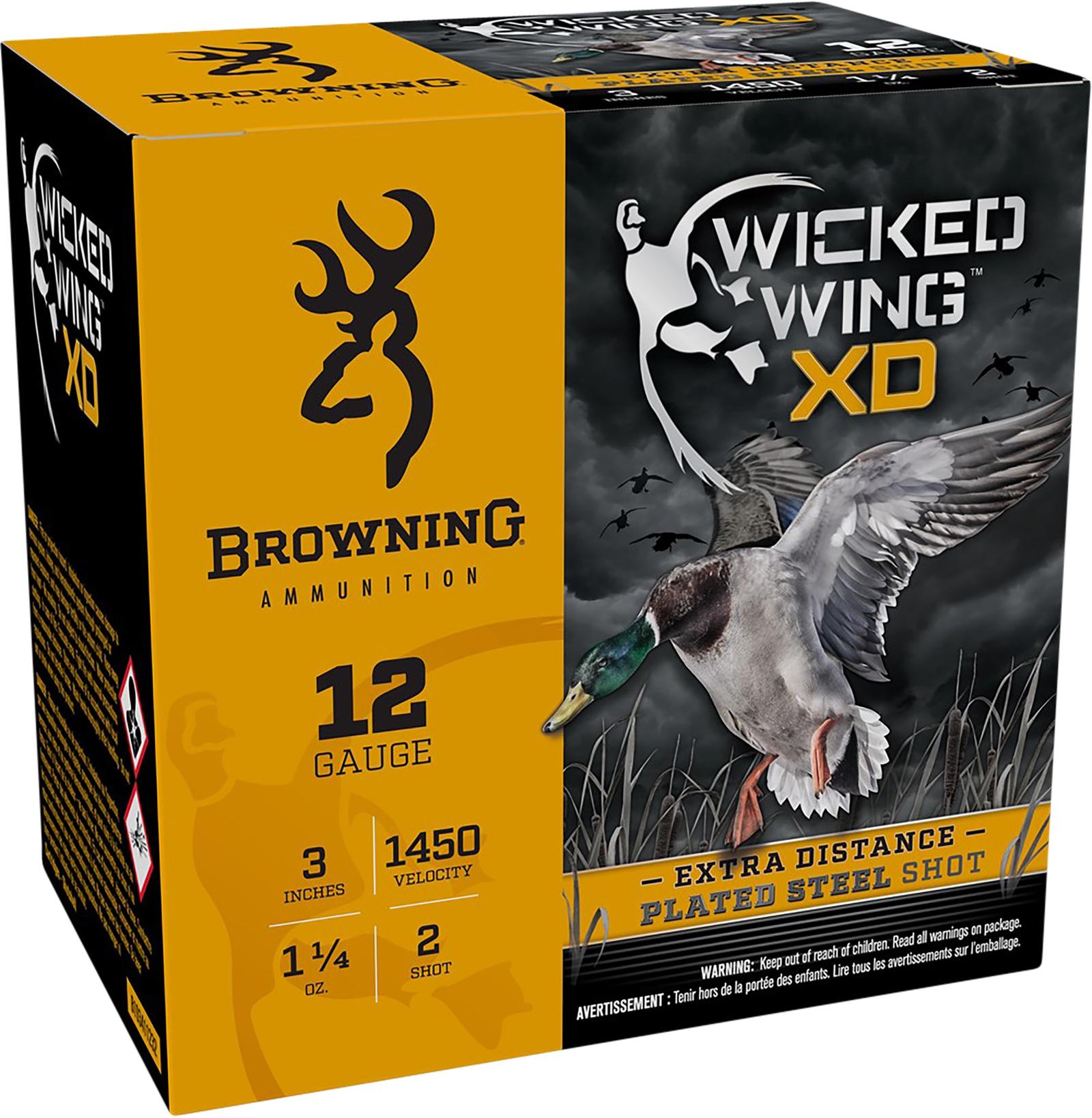 Browning Ammo B193411232 Wicked Wing XD  12Gauge 3" 1 1/4oz 2Shot 25 Per Box/10 Case