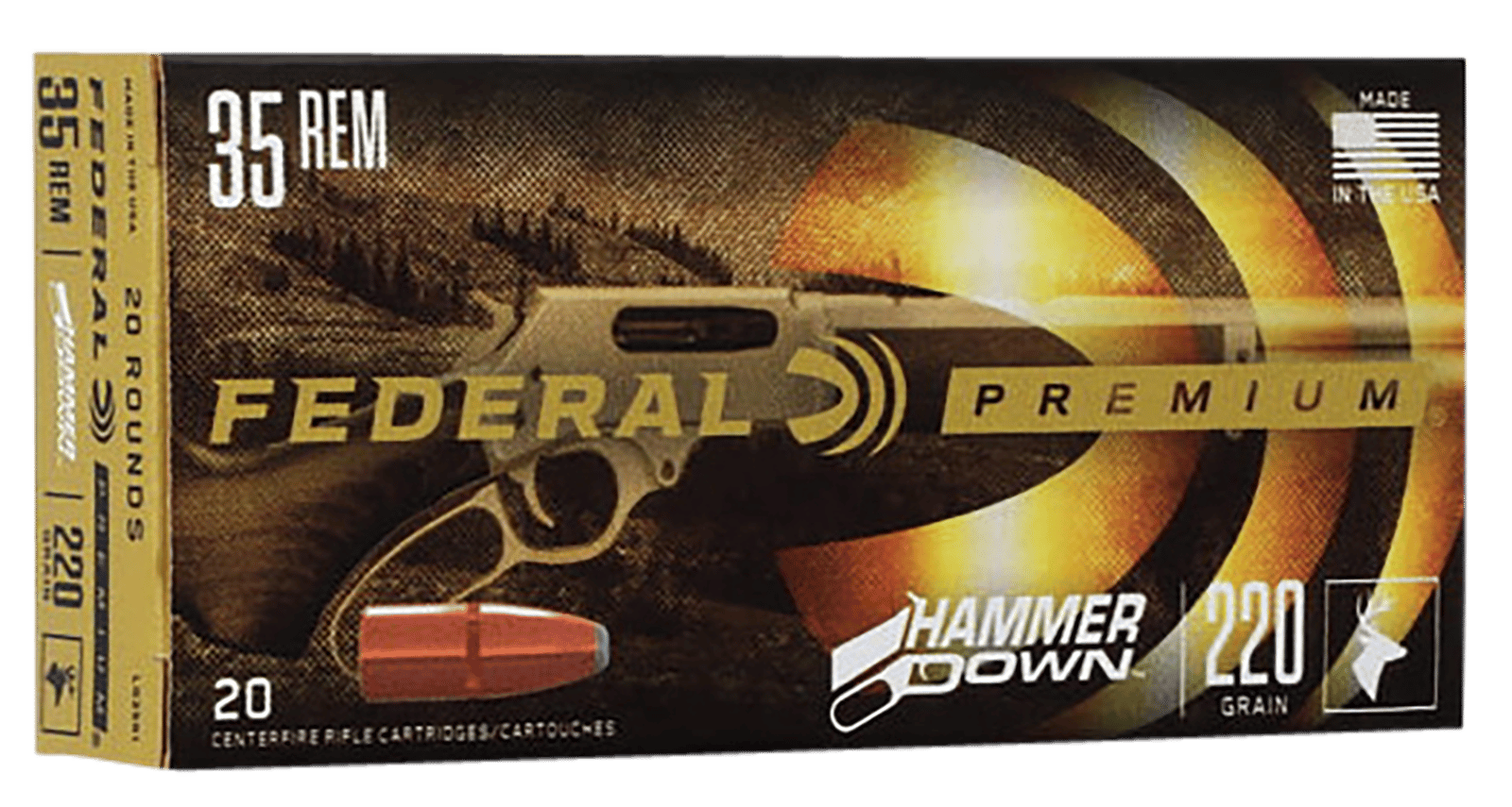 Federal LG35R1 Premium HammerDown 35Rem 220gr Bonded Hollow Point 20 Per Box/10 Case